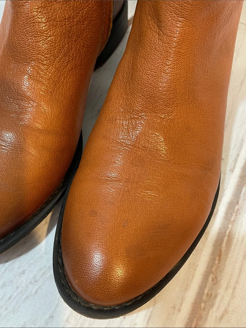 Franco Sarto Leather Ankle Boots  Brown Women’s 7.5 Chelsea Zip Classic Booties